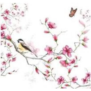 SERVET BIRD & BLOSSOM WHITE 33x33cm