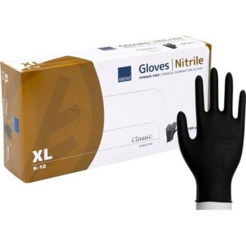 NITRILE HANDSCHOEN XL ZWART (POEDERVRIJ)