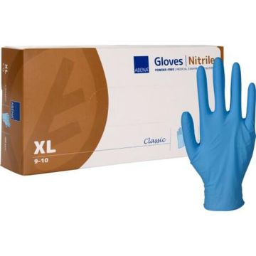 NITRILE HANDSCHOEN XL BLAUW (POEDERVRIJ)