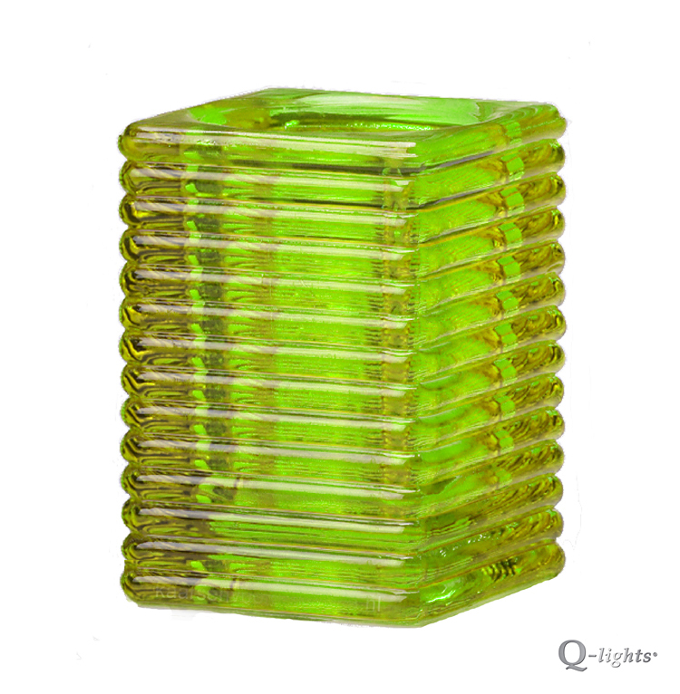 SQUARE RIBBED GLASS LIME GREEN